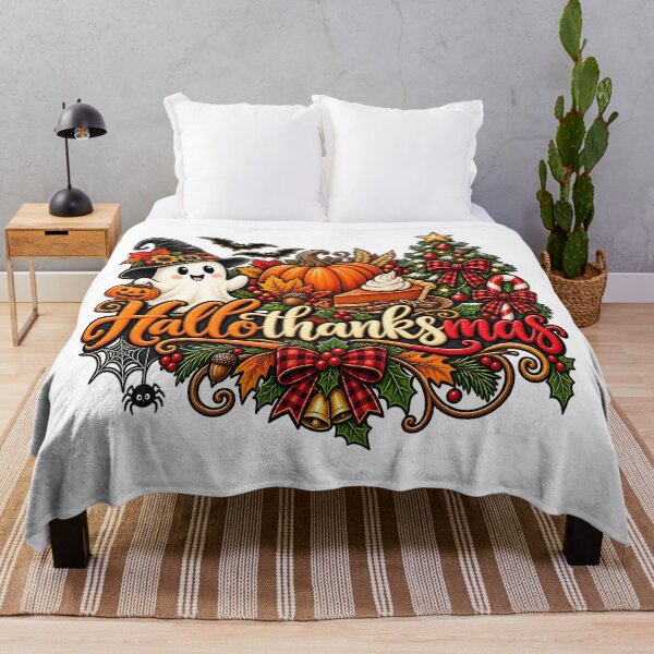 Item preview, Hallothanksmas Triple Holiday Season Halloween Thanksgiving Christmas Art designed and sold by DesignArtist.ia.