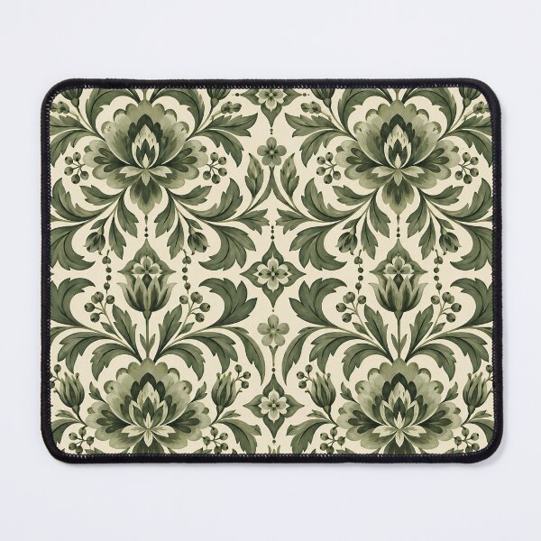 Item preview, Olive Green Botanical Damask Pattern designed and sold by Sandy Beach Decor.