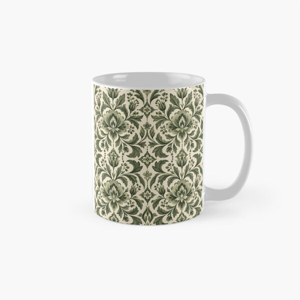 Item preview, Olive Green Botanical Damask Pattern designed and sold by Sandy Beach Decor.