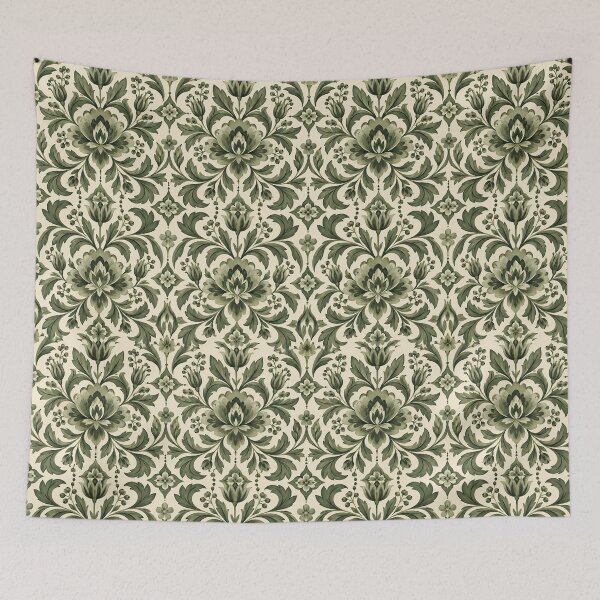 Item preview, Olive Green Botanical Damask Pattern designed and sold by Sandy Beach Decor.