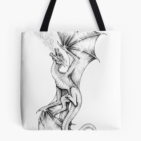 Item preview, Serpent-Tail Ascending Dragon - Vertical Ink Illustration designed and sold by DragonSerpent Ink.