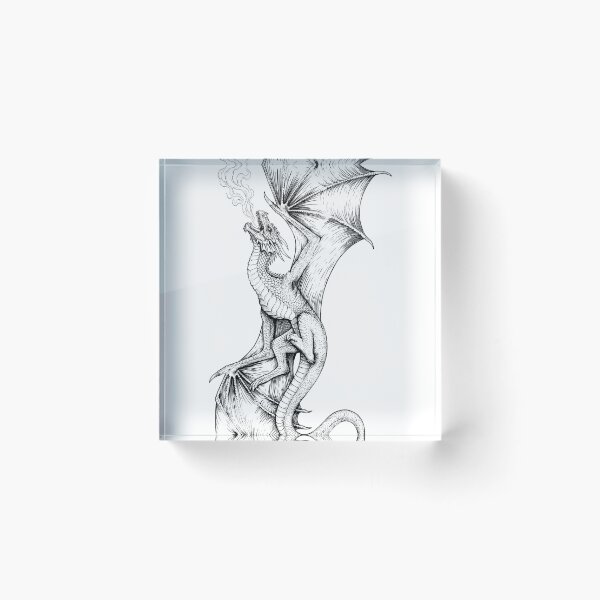 Item preview, Serpent-Tail Ascending Dragon - Vertical Ink Illustration designed and sold by DragonSerpent Ink.