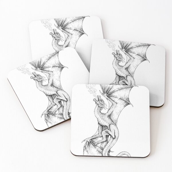 Item preview, Serpent-Tail Ascending Dragon - Vertical Ink Illustration designed and sold by DragonSerpent Ink.