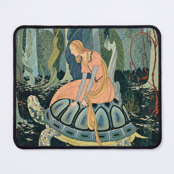 Item preview, Fairy Tale Wall Art, Blondine on Tortoise, Vintage Fantasy Illustration by Virginia Frances Sterrett designed and sold by RickE.