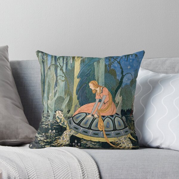 Item preview, Fairy Tale Wall Art, Blondine on Tortoise, Vintage Fantasy Illustration by Virginia Frances Sterrett designed and sold by RickE.