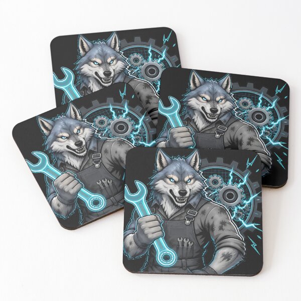Item preview, Cyberpunk Mechanic Wolf designed and sold by LazyDayzCo.