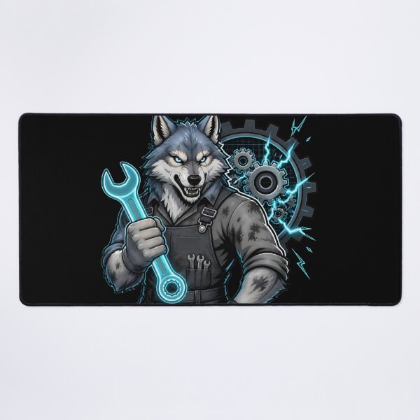 Item preview, Cyberpunk Mechanic Wolf designed and sold by LazyDayzCo.
