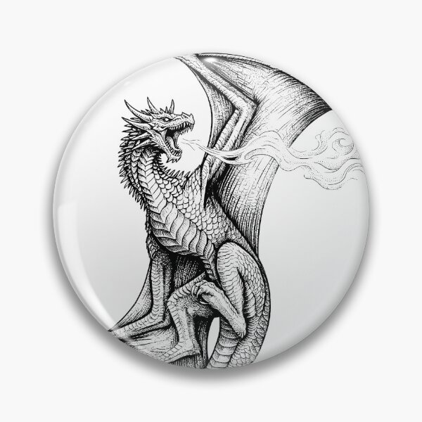 Item preview, Flame Burst Dragon - Horizontal Fire Vertical Pose Ink Art designed and sold by DragonSerpent Ink.