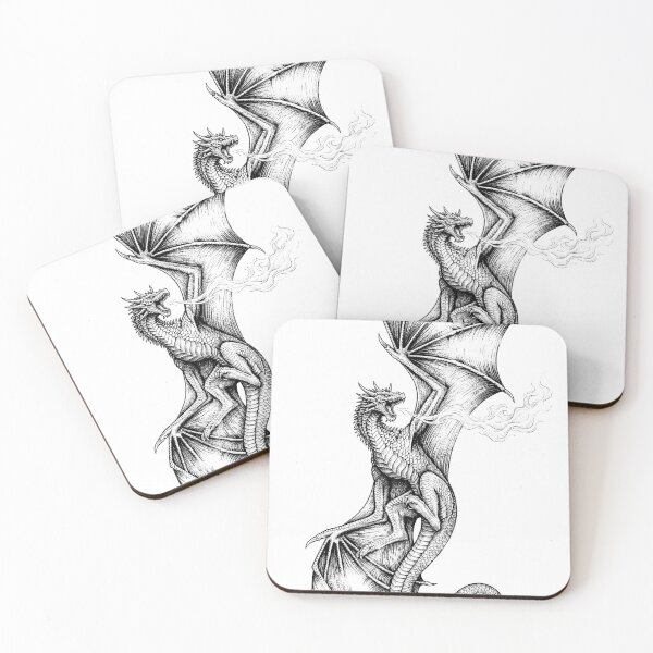 Item preview, Flame Burst Dragon - Horizontal Fire Vertical Pose Ink Art designed and sold by DragonSerpent Ink.