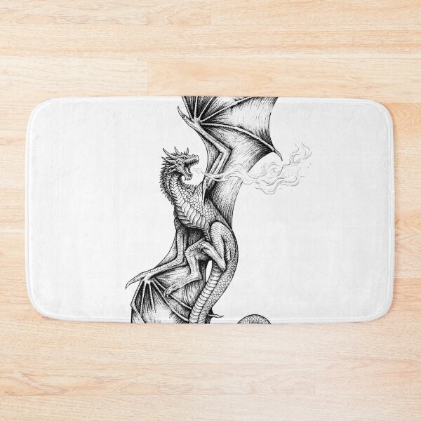 Item preview, Flame Burst Dragon - Horizontal Fire Vertical Pose Ink Art designed and sold by DragonSerpent Ink.