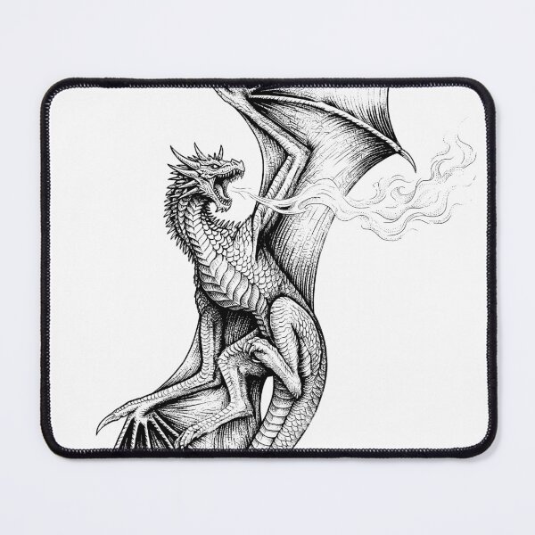 Item preview, Flame Burst Dragon - Horizontal Fire Vertical Pose Ink Art designed and sold by DragonSerpent Ink.