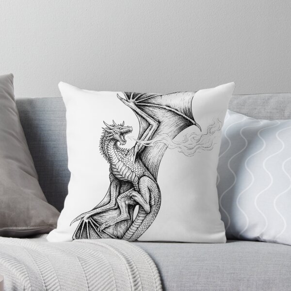 Item preview, Flame Burst Dragon - Horizontal Fire Vertical Pose Ink Art designed and sold by DragonSerpent Ink.