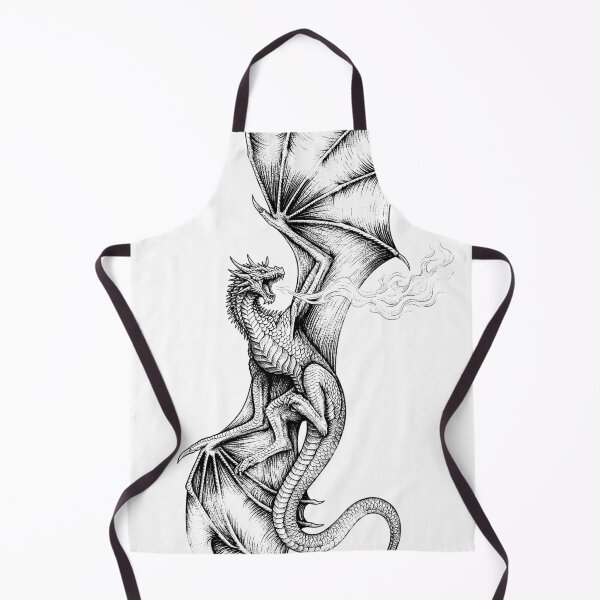 Item preview, Flame Burst Dragon - Horizontal Fire Vertical Pose Ink Art designed and sold by DragonSerpent Ink.