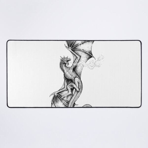 Item preview, Flame Burst Dragon - Horizontal Fire Vertical Pose Ink Art designed and sold by DragonSerpent Ink.
