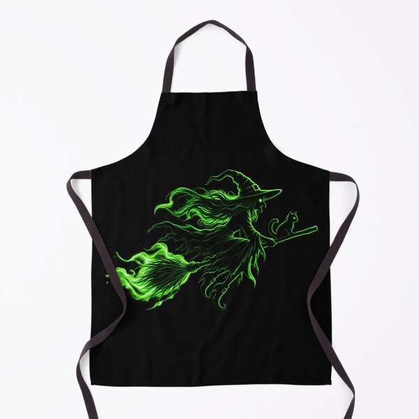 Item preview, Glowing Green Witch & Cat on a Broomstick – Halloween designed and sold by redsharkuk.