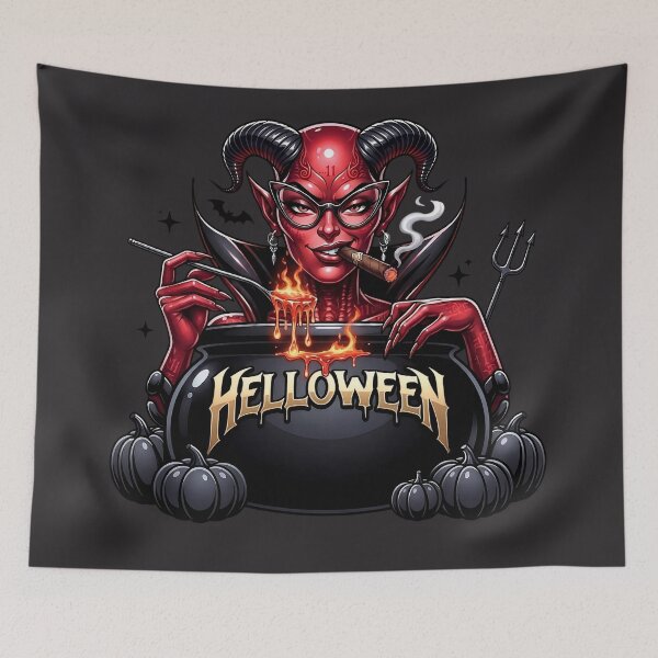 Item preview, Halloween She Devil Cigar Cauldron Pitchfork designed and sold by Voodoo Store Paranormal Collections.