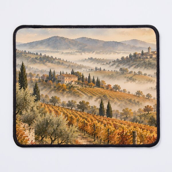 Item preview, Rustic Tuscan Vineyard Autumn Watercolour Landscape Painting designed and sold by Jozefin's Studio.