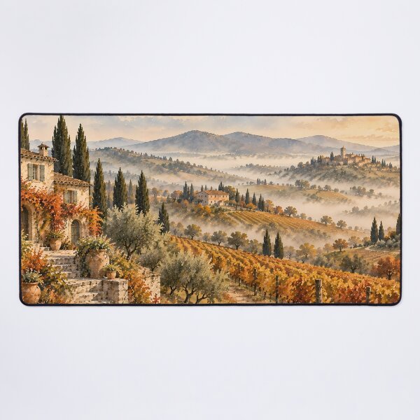Item preview, Rustic Tuscan Vineyard Autumn Watercolour Landscape Painting designed and sold by Jozefin's Studio.