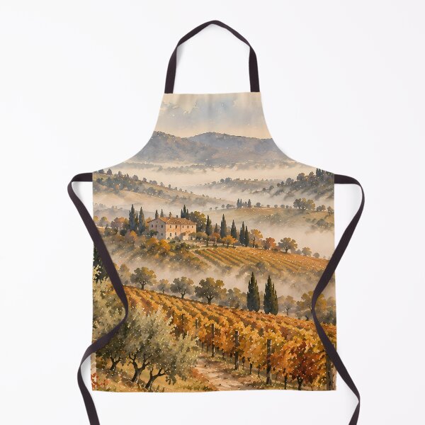 Item preview, Rustic Tuscan Vineyard Autumn Watercolour Landscape Painting designed and sold by Jozefin's Studio.