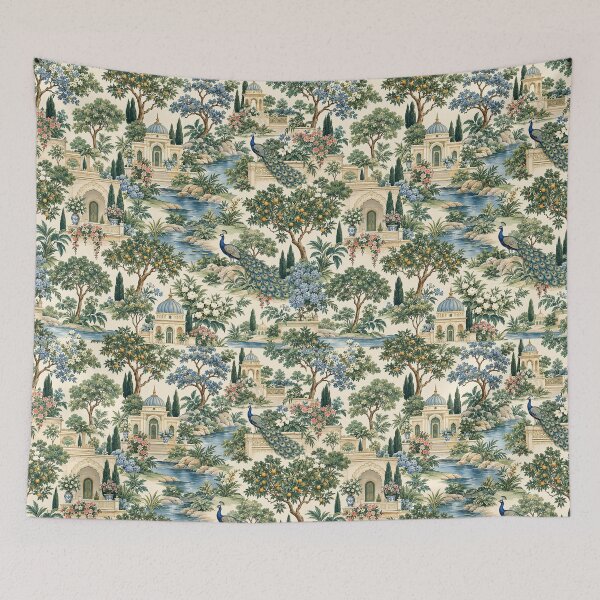Item preview, Peacock Palace Chinoiserie Garden Pattern designed and sold by Sandy Beach Decor.