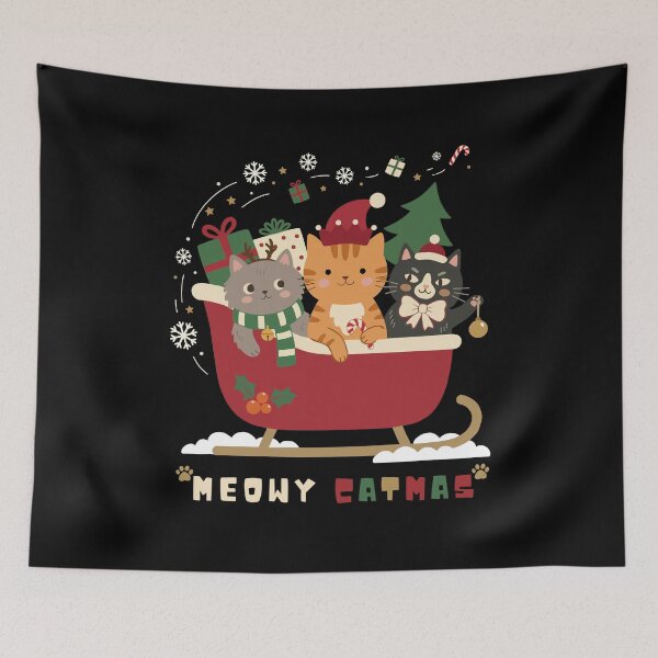 Item preview, Meowy Catmas Cute Christmas Cats Riding Together designed and sold by FreshVibe Prints.