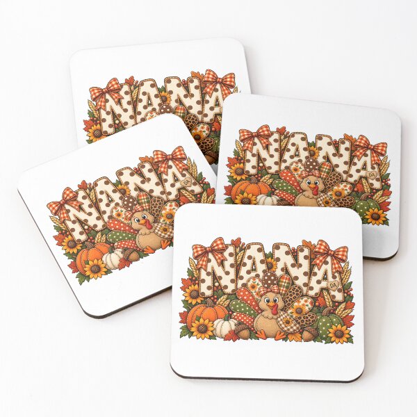 Item preview, Thanksgiving Nana Turkey Floral Patchwork Typography Art designed and sold by DesignArtist.ia.