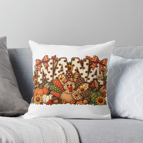 Item preview, Thanksgiving Nana Turkey Floral Patchwork Typography Art designed and sold by DesignArtist.ia.