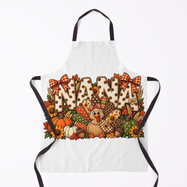 Item preview, Thanksgiving Nana Turkey Floral Patchwork Typography Art designed and sold by DesignArtist.ia.