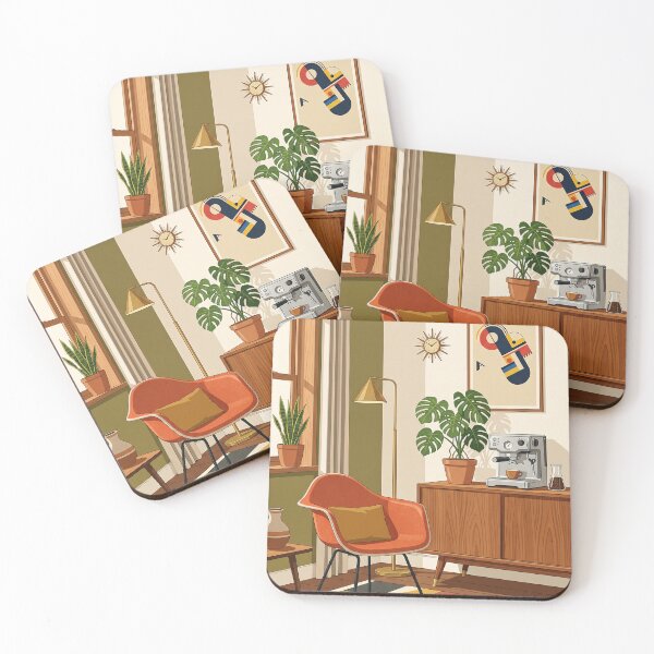 Item preview, Mid Century Modern Retro Coffee Corner - Aesthetic Bauhaus Print designed and sold by MissoStudio.