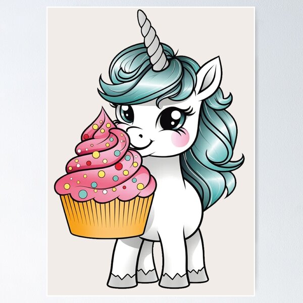 Item preview, Baby unicorn  with a muffin - 05 designed and sold by MadamPaperHazel.