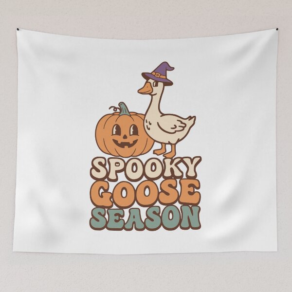 Item preview, Spooky Goose Season Funny Retro Halloween Witch Goose Pumpkin T-shirt and sticker designed and sold by Billium Halder.