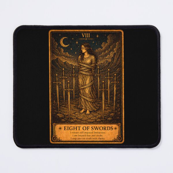 Item preview, Eight of Swords Tarot Card - Self-Doubt & Mental Freedom Art designed and sold by ArcanaAbsolute.