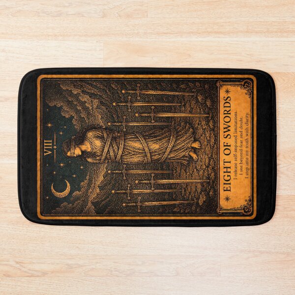 Item preview, Eight of Swords Tarot Card - Self-Doubt & Mental Freedom Art designed and sold by ArcanaAbsolute.