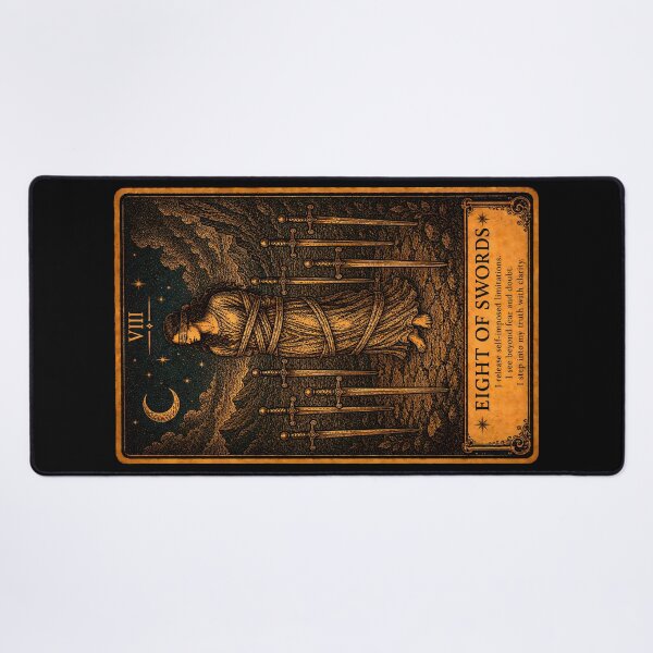 Item preview, Eight of Swords Tarot Card - Self-Doubt & Mental Freedom Art designed and sold by ArcanaAbsolute.