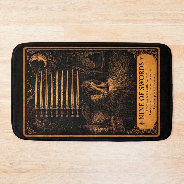 Item preview, Nine of Swords Tarot Card - Anxiety & Sleepless Nights Illustration designed and sold by ArcanaAbsolute.