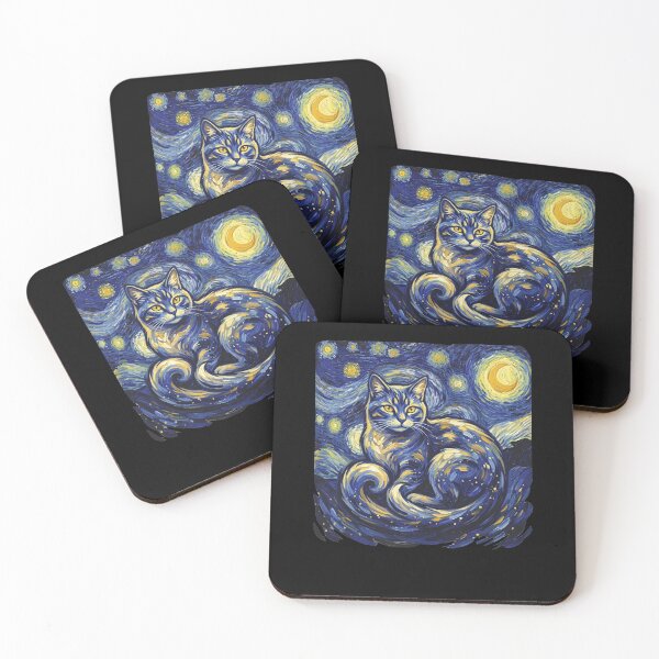 Item preview, Starry Night Cat Under Van Gogh Inspired Moons designed and sold by thefirstbroo.