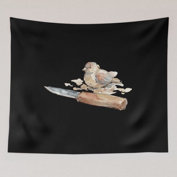 Item preview, Cute Sparrow Holding A Pocket Knife Watercolor Art designed and sold by bvdesignart.