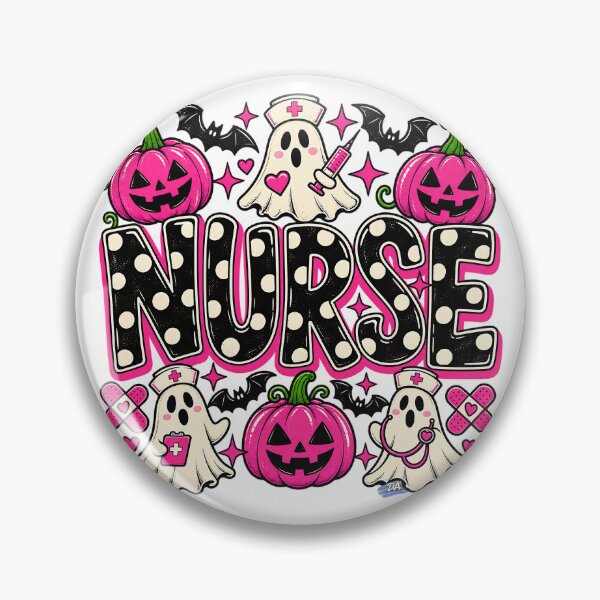 Item preview, Pink Halloween Ghost Nurse Spooky Healthcare Typography Art designed and sold by DesignArtist.ia.