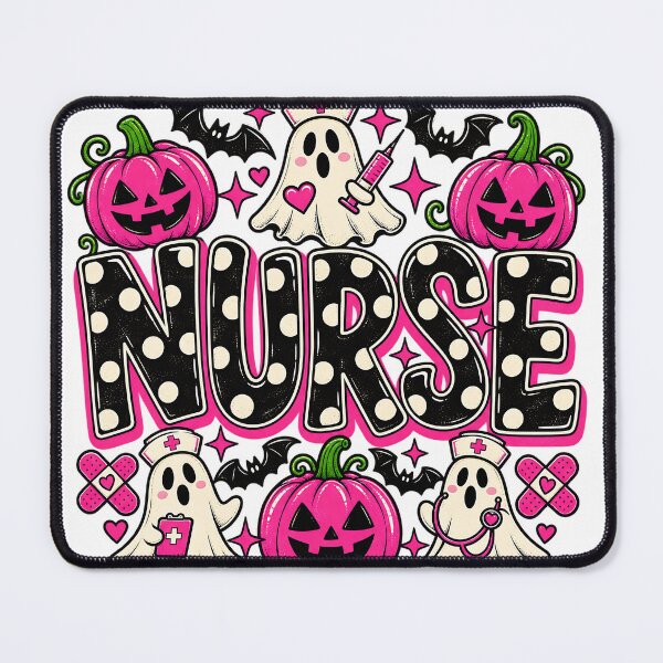 Item preview, Pink Halloween Ghost Nurse Spooky Healthcare Typography Art designed and sold by DesignArtist.ia.