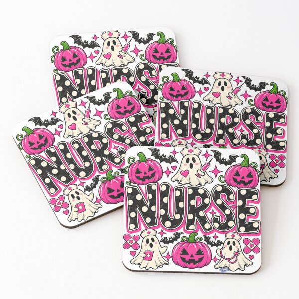 Item preview, Pink Halloween Ghost Nurse Spooky Healthcare Typography Art designed and sold by DesignArtist.ia.