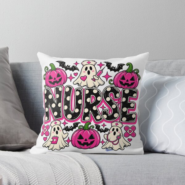 Item preview, Pink Halloween Ghost Nurse Spooky Healthcare Typography Art designed and sold by DesignArtist.ia.