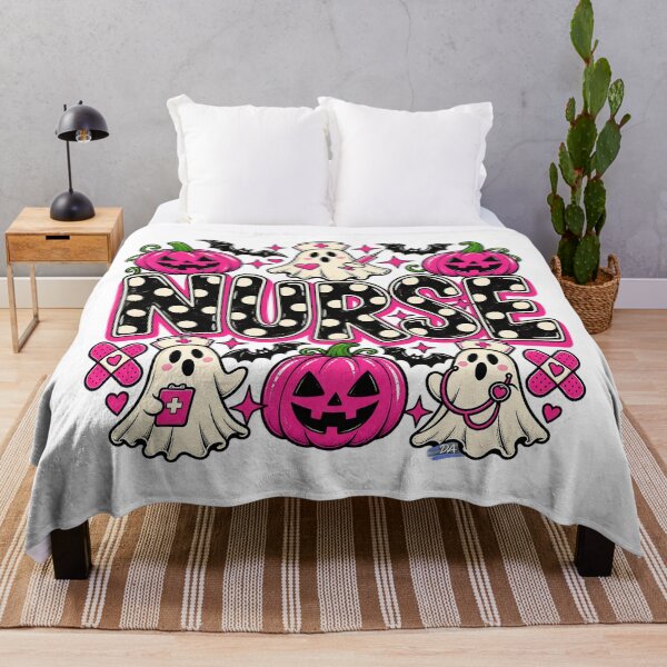 Item preview, Pink Halloween Ghost Nurse Spooky Healthcare Typography Art designed and sold by DesignArtist.ia.