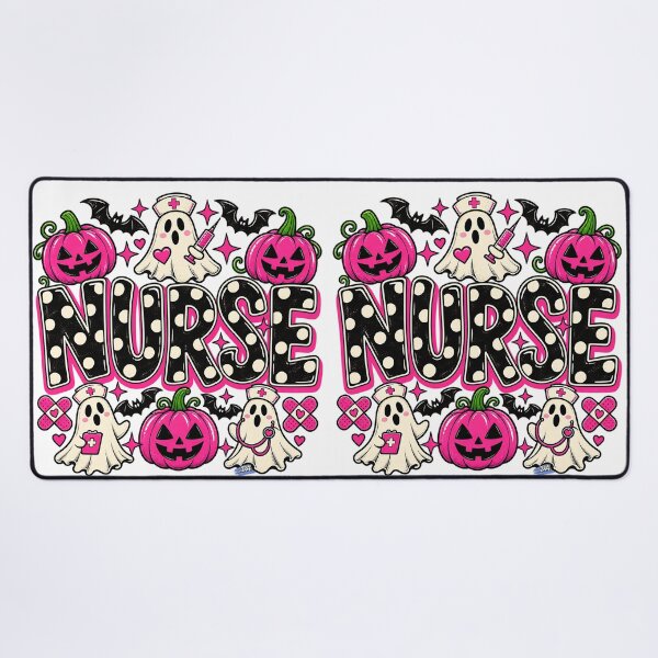 Item preview, Pink Halloween Ghost Nurse Spooky Healthcare Typography Art designed and sold by DesignArtist.ia.