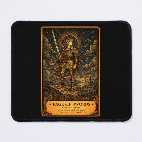 Item preview, Page of Swords Tarot Card - Mystical Truth & Intellectual Energy Art designed and sold by ArcanaAbsolute.