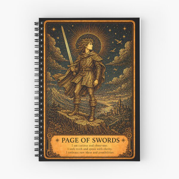 Item preview, Page of Swords Tarot Card - Mystical Truth & Intellectual Energy Art designed and sold by ArcanaAbsolute.