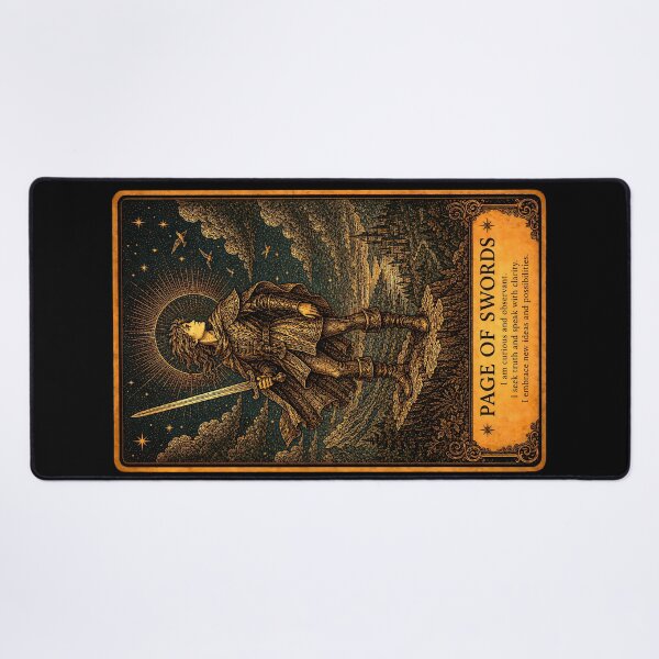 Item preview, Page of Swords Tarot Card - Mystical Truth & Intellectual Energy Art designed and sold by ArcanaAbsolute.