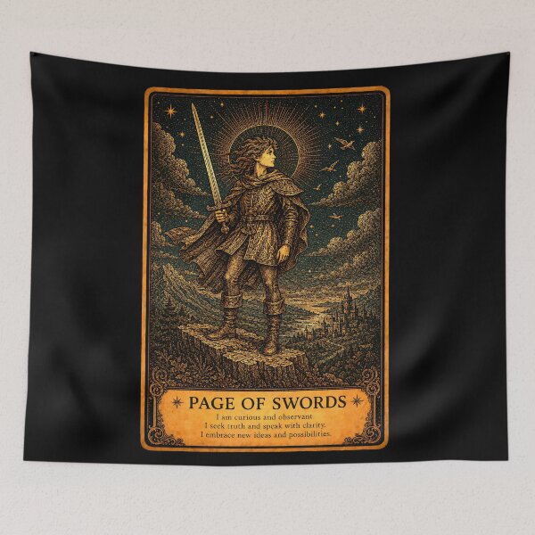 Item preview, Page of Swords Tarot Card - Mystical Truth & Intellectual Energy Art designed and sold by ArcanaAbsolute.