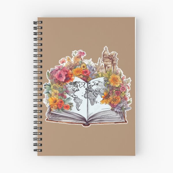 Item preview, A book with world map and colorful flowers - 02 designed and sold by MadamPaperHazel.