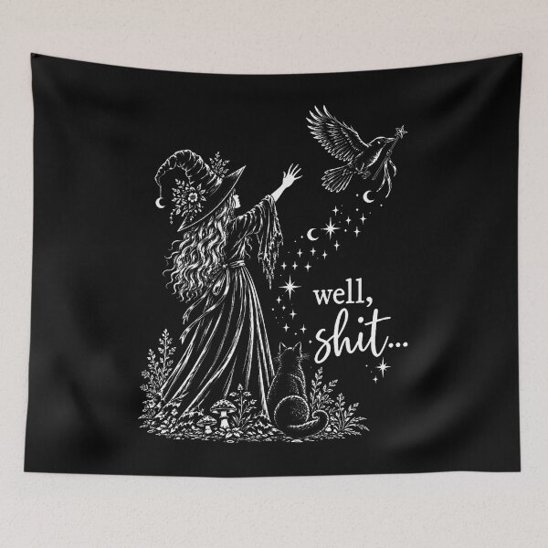 Item preview, Well Shit Funny Witch Crow Magic Wand Halloween Spooky designed and sold by Tomtomatos.