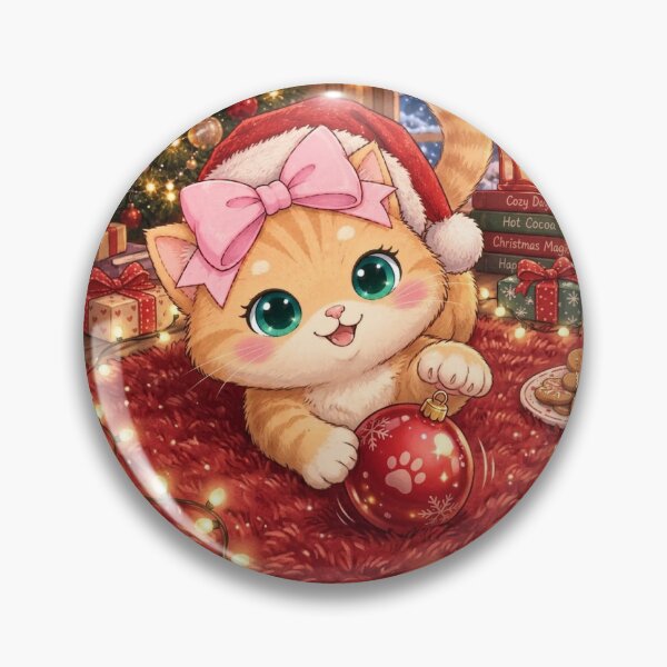 Item preview, Cozy Christmas Cat Luna in Santa Hat designed and sold by Luna's World - Moody Vibes Studio.